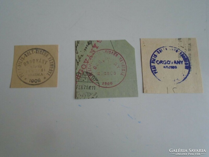 D202500 ORGOVÁNY   régi bélyegző-lenyomatok   3 db.   kb 1900-1950's