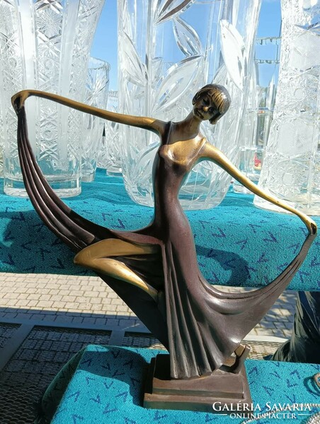 Bronz art deco táncos hölgy szobor