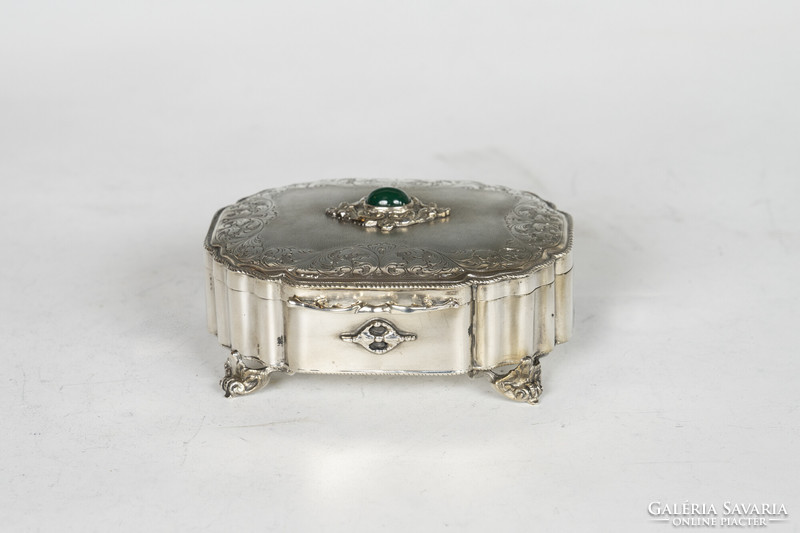 Silver green stone box