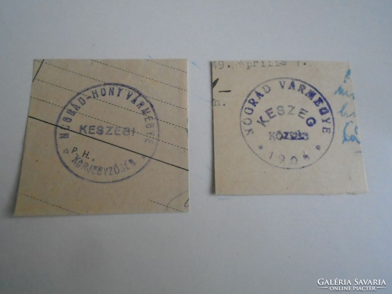 D202504 KESZEG  (NÓGRÁD vm)   régi bélyegző-lenyomatok   2 db.   kb 1900-1950's