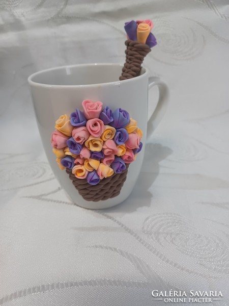 Flower basket pattern mug