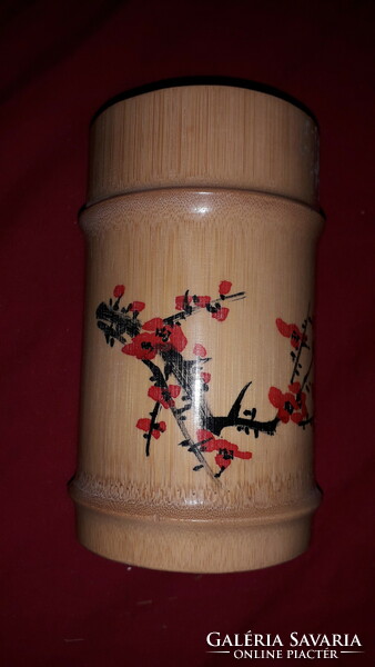 Beautiful oriental lacquered bamboo hand-painted cherry blossom ornament iron holder 16 cm according to pictures
