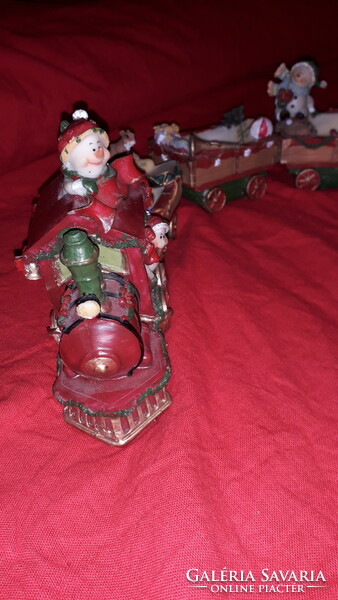 Retro POLAR EXPRESSZ karácsonyi hosszú gyertyatartó vonat Mikulással figurákkal 52 cm képek szerint