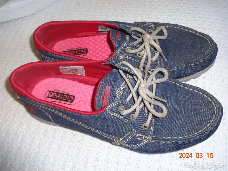 Skechers goga mat denim blue women's lace-up shoes in size 39.5 - for trouser users