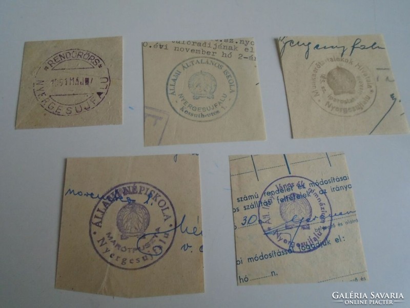 D202491  NYERGESÚJFALU   régi bélyegző-lenyomatok  5 db.   kb 1900-1950's