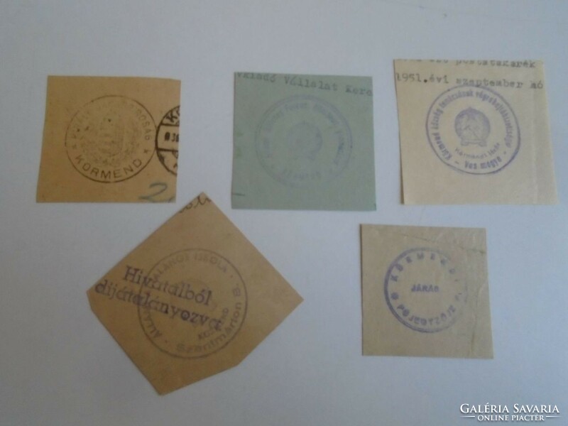 D202450  KÖRMEND régi bélyegző-lenyomatok 5 db.   kb 1900-1950's