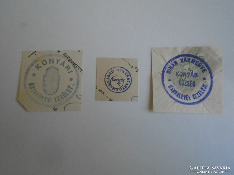 D202448  KONYÁR régi bélyegző-lenyomatok 3 db.   kb 1900-1950's