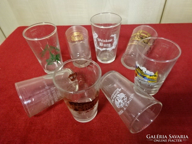 1/16 brandy cup, eight pieces, with different stickers. Jokai.