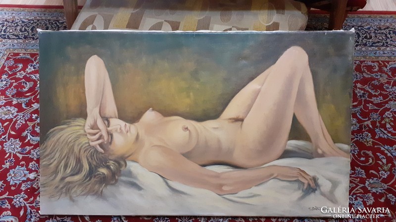 Olaj-vászon festmény " Fekvő női akt "