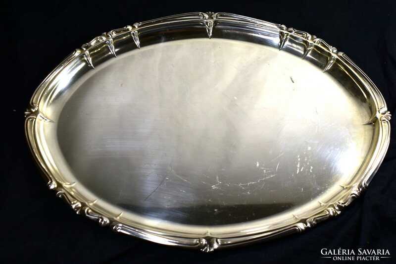 Neo-baroque silver-plated large oval marked tray!