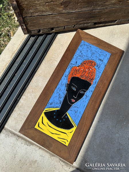 Fire Enamel Mural - Red Haired Woman