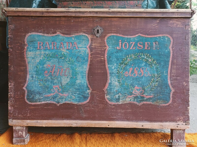 Extra rare, xix. Century military chest! József Barada ano 1895 inscription! Beautiful piece!