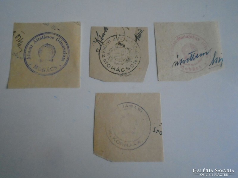 D202513 MOHÁCS  régi bélyegző-lenyomatok   4 db.   kb 1900-1950's