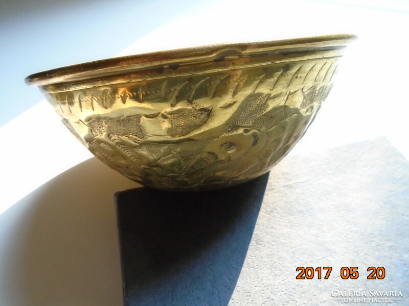 Persian répoussé hammered copper alms bowl