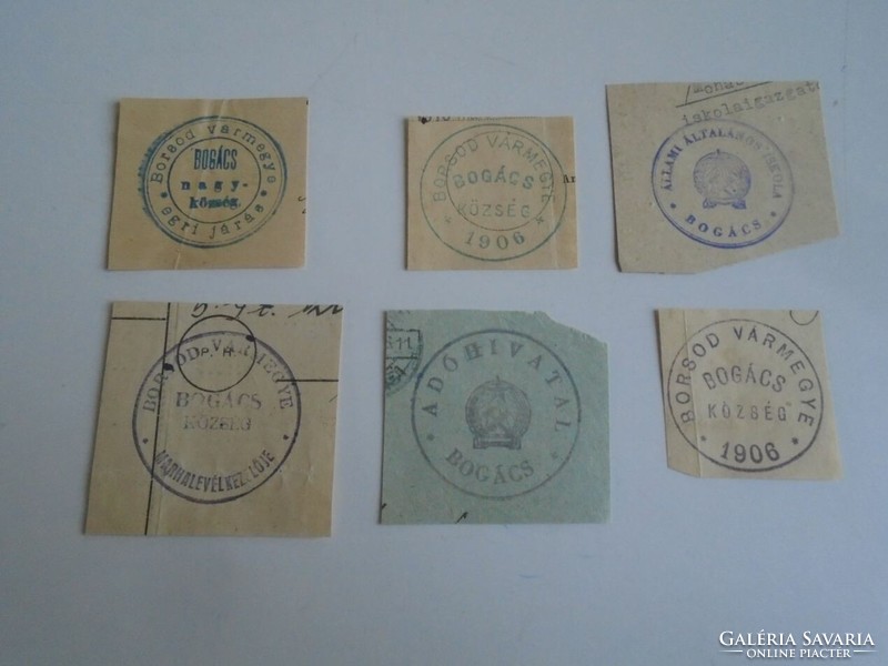 D202522  BOGÁCS  község -BORSOD vm.   régi bélyegző-lenyomatok  6   db.   kb 1900-1950's