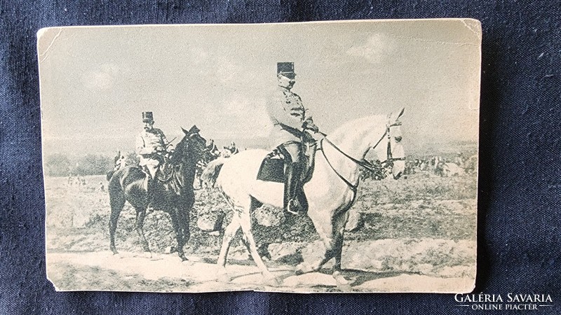 About 1914 József Ferenc and II. Emperor William on horseback. The loyal allies period photo photo sheet
