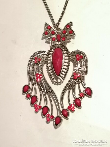 Bow, red rhinestone pendant (301)