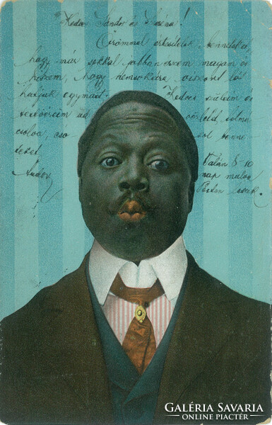1905 - Elegant black man. Esd postcard. Colored photo sheet.