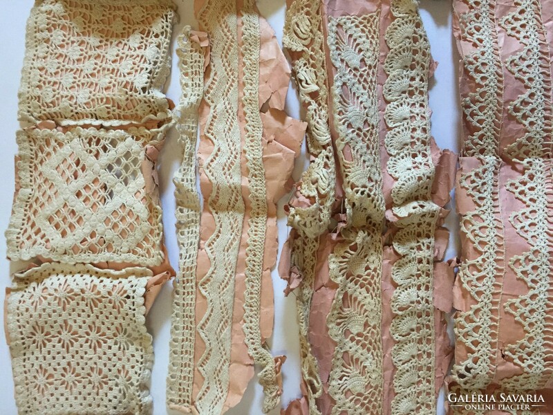 Régi, ritka, antik rózsaszín papírra vart kézimunka minták, horgolási minták