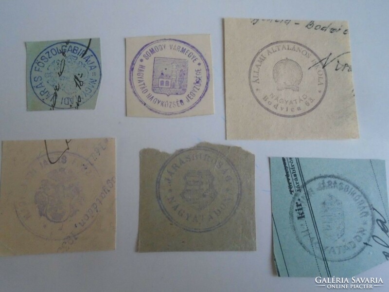 D202515  NAGYATÁD  régi bélyegző-lenyomatok   6  db.   kb 1900-1950's
