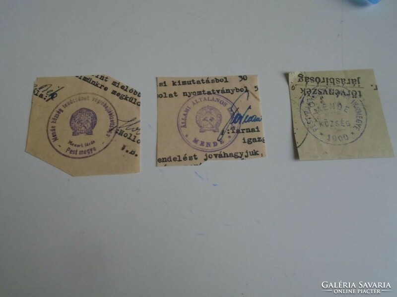 D202506 MENDE   régi bélyegző-lenyomatok   3 db.   kb 1900-1950's