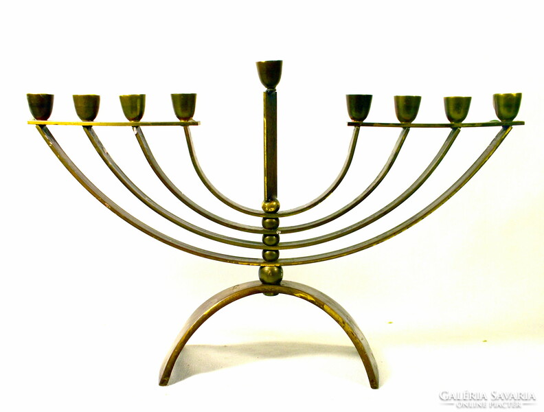 Modern style bronze menorah - Judaica candle holder