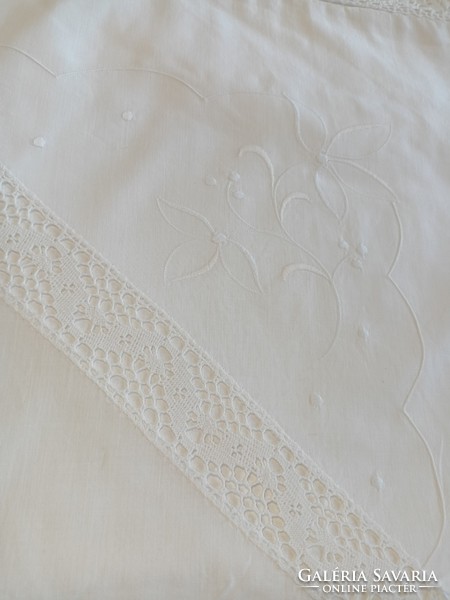 Old, embroidered, lace-decorated large pillowcase 3500 ft