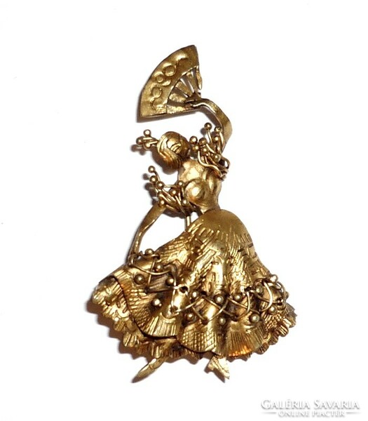 Antique gilded brooch Spanish dancer