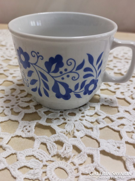 Old Zsolnay porcelain mug with blue floral pattern retro tea cup, mug