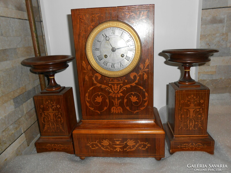 Antique Empire fireplace clock set
