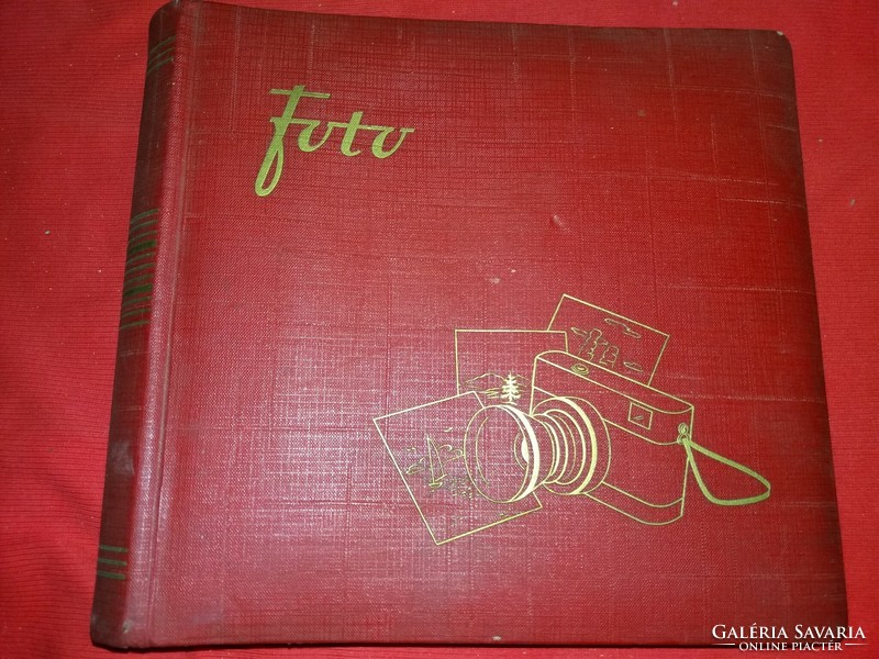 Antique gdr - ddr . Ndk German red leather canvas photo album empty waiting for photos according to the pictures