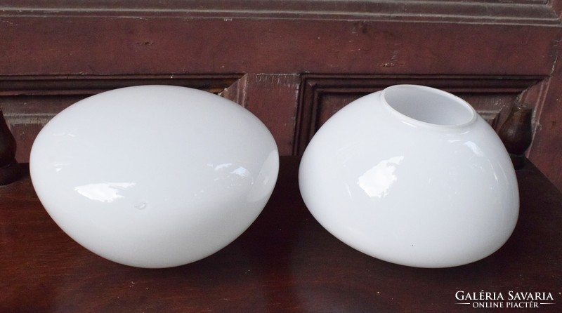 Lamp shade art-deco style, white two-layer opal glass, lamp, shade 19.5 x 11.5 cm x 2 pcs. , Ø 7.5 cm