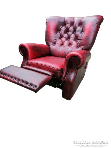 Original Chesterfield burgundy relax leather armchair