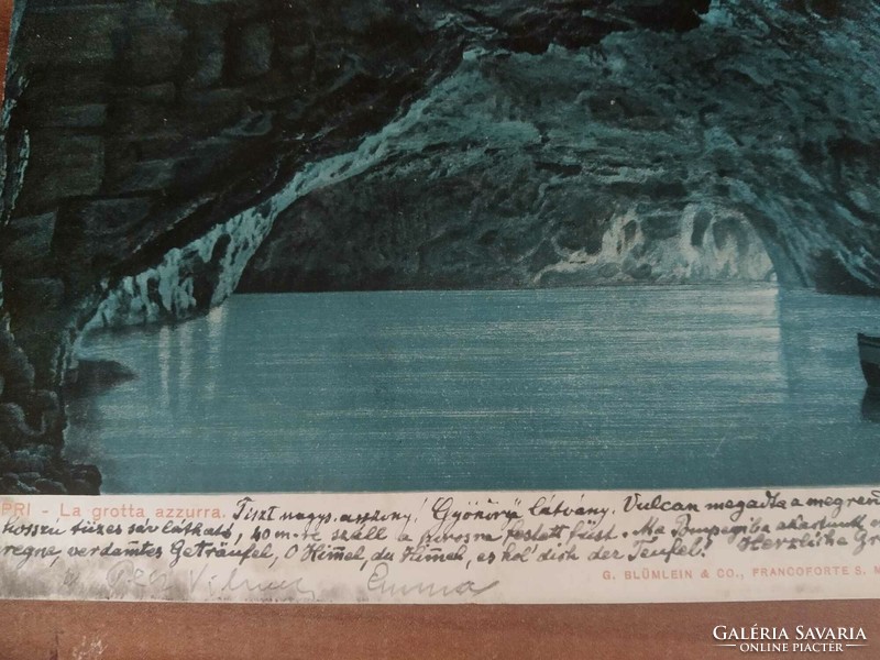 Antik lap,Olaszország, Capri szigetek, a Kék barlang, 1905