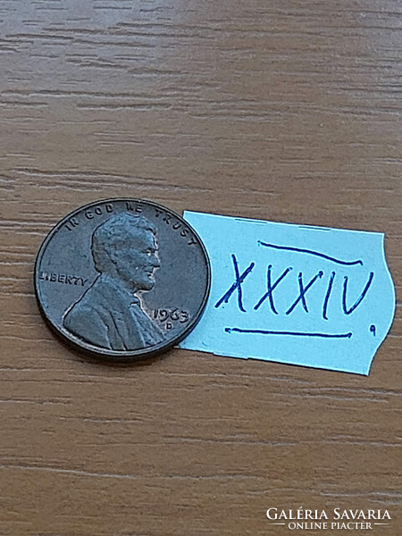 Usa 1 cent 1963 / d, abraham lincoln, copper-zinc xxxiv
