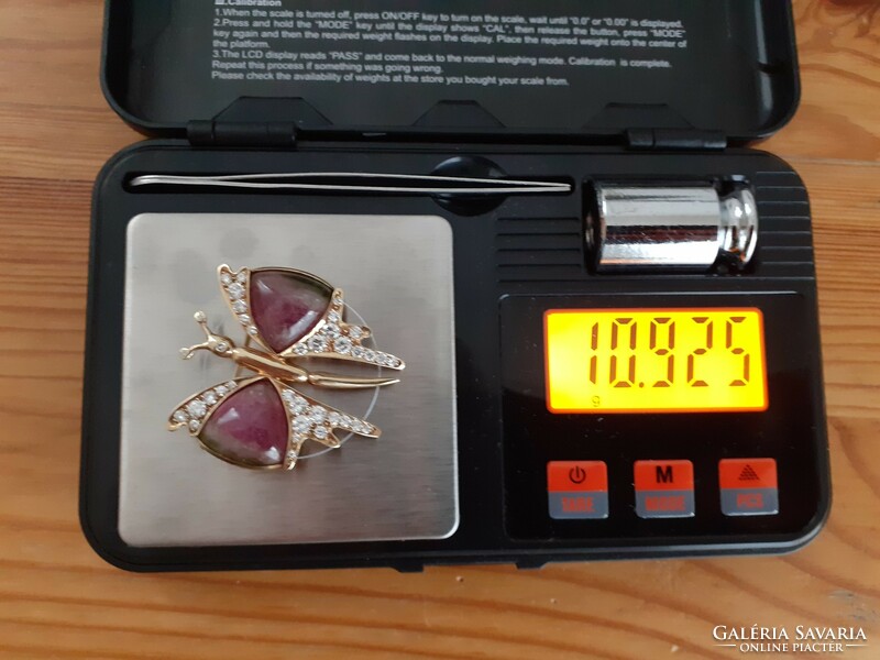 Gold brooch, brooch with diamonds, 10.925 grams