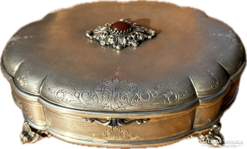 Silver box with brown stones!