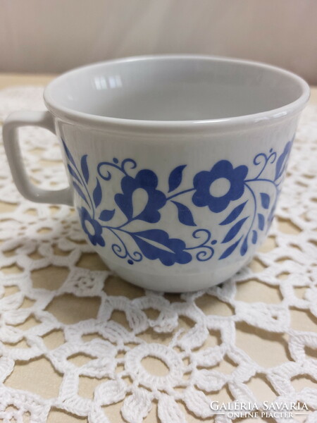 Old Zsolnay porcelain mug with blue floral pattern retro tea cup, mug