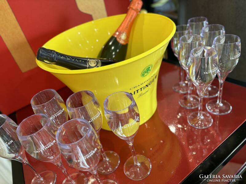 Champagne taittinger summer party set - multi-bottle ice bowl with 12 acrylic champagne glasses