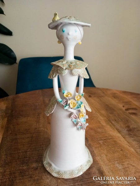 Antalfiné szente Katalin ceramic lady with hat large size flawless