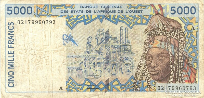 5000 frank francs 2002 Nyugat Afrika Elefántcsontpart