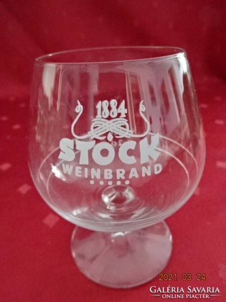 Cognac glass with stock weinbrand. He has!