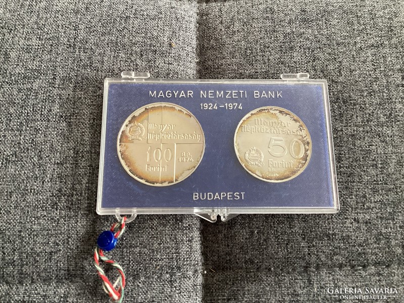 Silver 50 - 100 ft pair jubilee edition 1974. . Hungarian National Bank pair.