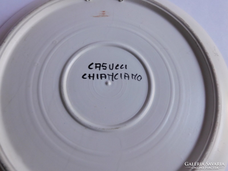 Casucci Chianciano kerámia tányér kézzel festett városképpel