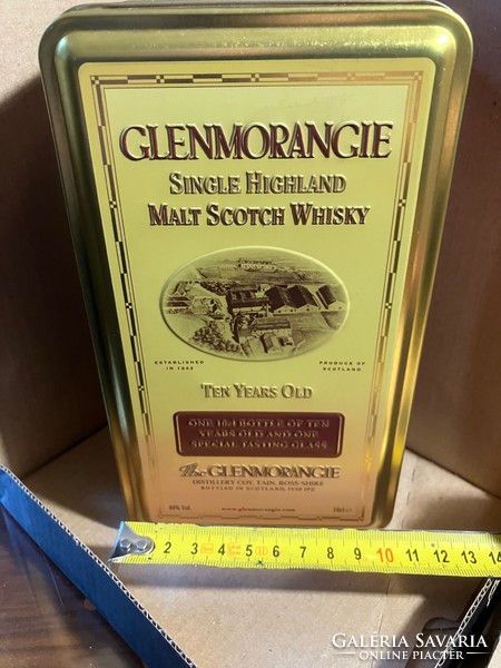Whiskey - glenmorangie -10 y (10 cl) empty + tasting glass and 12 y (5 cl) empty + metal cans