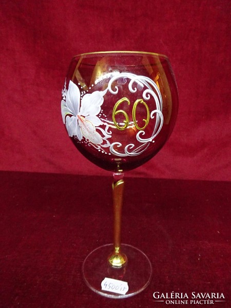 Crystal glass wine glass for 60th birthday. Hand painted, 21 cm high. He has!
