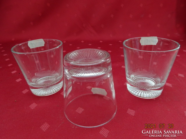 Glass cup with a thick base, height 7 cm, diameter 6.5 cm. 3 pcs for sale together. He has!