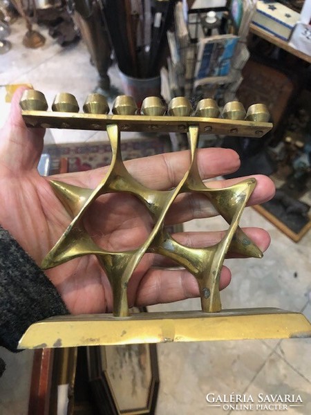 Hanukkah candle holder, height 18 cm, old, copper alloy.
