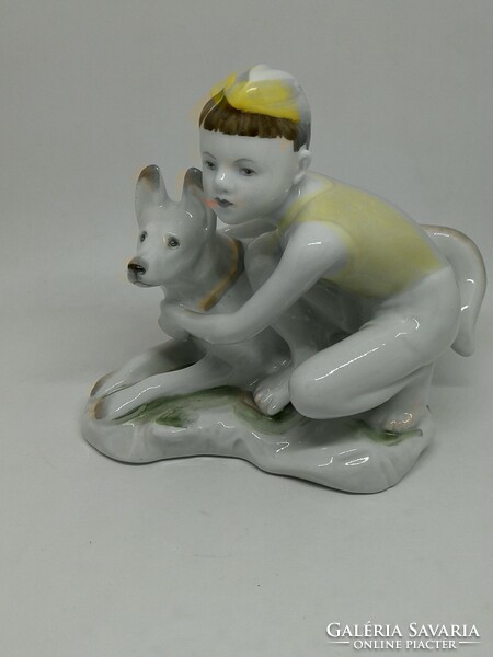 Lomonosov porcelain boy with his dog is 