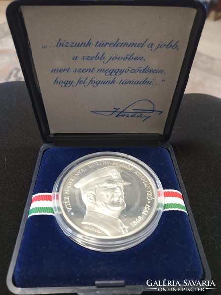 A rare silver medal issued to commemorate the reburial of Miklós Horthy from Bognár